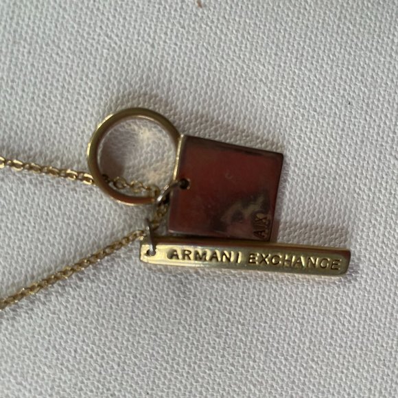 VINTAGE  ARMANI EXCHANGE necklace with ring, Tag AIX, and Maker Mark Pendants - Picture 2 of 5